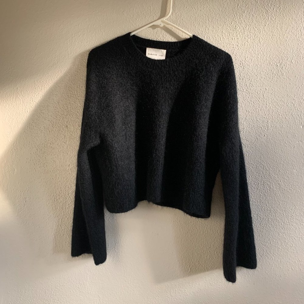 Aritzia Mohair/Wool Cropped Sweater in Black Size 2/XS